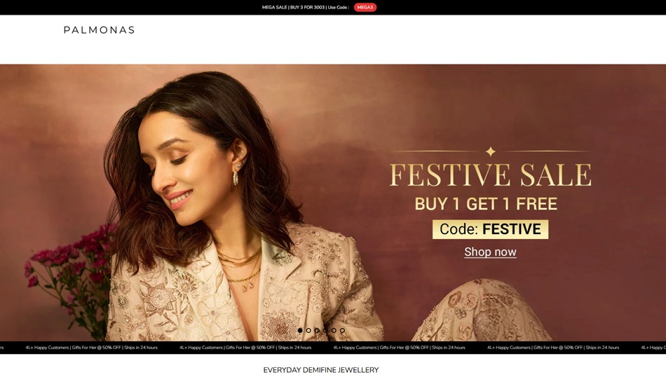 Shop for demifine jewellery pieces for your everyday use from PALMONAS. Bracelets, necklaces, rings, earrings, mangalsutras and much more. waterproof, tarnishproof and hypoallergenic jewellery. BUY 1 GET 1 FREE